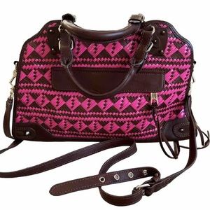 Rebecca Minkoff Pink Brown Leather Woven Bag Shoulder Bag Excellent Condition